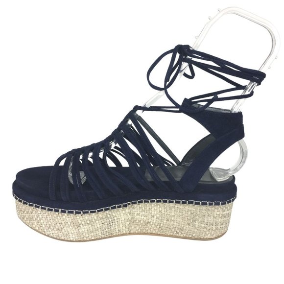 Stuart Weitzman Navy Lace-up Platform Sandals - Picture 6 of 13